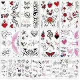 Qpout 18 Sheets Y2K Realistische Temporäre Tattoos, wasserdicht Sexy Bauchbrust Bauch Taille Rücken Fake Body Art Tattoos Aufkleber für Frauen Mädchen Junggesellinnen-Halloween-Geschenke