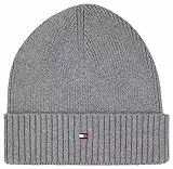 Tommy Hilfiger Herren Strickmütze Essential Wintermütze, Grau (Mid Grey Heather), Onesize