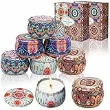 VETOUR Duftkerzen Soja Wachs: 8PCS Aromatherapie Kerze Orange Zitrone Vanille Rose 30 Stunden Brennzeit Pro Glas Entspannende Stress Kerzen Geschenk für Frauen Party Geburtstag (Böhmische Retro Dose)