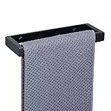 SAYAYO Handtuchhalter Ohne Bohren Schwarz Handtuchstange Ohne Bohren Selbstklebend oder Zum Bohren Wandmontage Edelstahl Badetuchhalter für Badezimmer und Küche 20CM