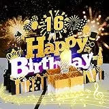 Geburtstagskarte zum 16., musikalische Geburtstagskarte mit ausblasbarer Kerze, „Happy Birthday“-Lied, Kuchen-Pop-up-Grußkarte für Frauen, Männer, Kinder, Ehemann, Ehefrau, Mama, Papa, Tochter