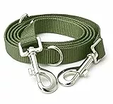 Leisegrün Hundeleine 3m aus Nylon – verstellbare Führleine mit 2 Karabinern für kleine & mittelgroße Hunde – Olivgrün (Modell Kenmare, 180 g)
