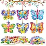 MONCAP 12 Stück Schmetterling Bastelset Kinder Schmetterling Basteln Ostern Kreativ Kunsthandwerk Poke Art DIY Toys Party Mitgebsel Geschenke für Junge Mädchen Kindergeburtstag Ostern Frühling Sommer