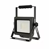 REV LED Baustrahler - 30W, 2550lm, IP65, 6500K, robuster Aluminium Baustellenlampe für Baustelle, Werkstatt & Keller, 2,5m Gummikabel, anthrazit-silber