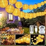 LED Lampion Lichterkette Außen, 20er 8 Modi Lampion LED Lichterketten, USB/Batteriebetriebe und IP65 Wasserdicht Laterne Lichter Dekoration mit Timer für Garten, Hof, Hochzeit, Fest Deko