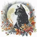 HobbyJobby Kreuzstich-Set Die Nachtkatze, gezähltes Kreuzstich-Set für Erwachsene, Handarbeitsset