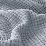 EMME Baumwolldecke 100% Musselin Decke Erwachsene, 150 x 200 cm,4-Lagige Sofadecken Atmungsaktive Weiche Decke Alle Jahreszeiten Vorgewaschen Couch Decken Baumwolle Tagesdecke,Graublau