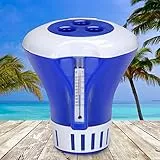 Deuba® Dosierschwimmer Pool Groß 20-200g Chlor Brom Breite Öffnung Tabletten Tab Chlorbehälter Thermometer Dosierer Schwimmer Chlordosierer