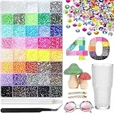 32000-Teiliges Bedazzler Kit, 40 Farben 3 mm Strasssteine für Nägel mit Pinzette und Stift für DIY-Bastelarbeiten, Kleidung, Becher, Tassen, Schuhe, Stoff und Nagelkunst