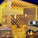 yowin 2 Stück Lichternetz Außen 3x2m 200 LED Lichterkette Netz mit Stecker, Timer, 8 Modi Lichtervorhang Wetterfest Sternenhimmel Lichterkette für Büsche Garten Balkon Baum Innen Deko - Warmweiß