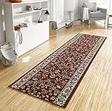 Hanse Home Teppich Läufer Vintage 80x300cm – Teppichläufer Weicher Kurzflor Teppich Retro Vintage Design Läufer für Flur, Schlafzimmer, Kinderzimmer, Badezimmer, Wohnzimmer, Küche Dekoläufer – Rot
