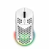 Trust Gaming GXT 929 Helox Kabellose Gaming Maus, Ultraleichte Maus 75g, 80h Dauerbetrieb, 2,4-GHz-Mikro-USB-Empfänger, Einstellbare DPI (800-4800), 6 Programmierbare Tasten, Gaming PC MMO - Weiß