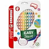 STABILO - Ergonomischer Buntstift für Rechtshänder - EASYcolors - 12er Pack mit Spitzer - mit 12 verschiedenen Farben
