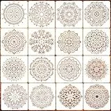16 Stück Mandala Schablonen,20X20cm Mandala Schablonen Dot Malerei Vorlagen Schablone für DIY Malerei Kunst dekoratives Scrapbook Ornamente