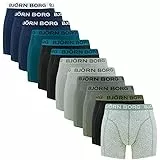 Björn Borg Herren Cotton Stretch 12-Pack Boxershorts Basic Print Grün Blau Schwarz