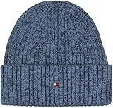 Tommy Hilfiger Herren Strickmütze Flag Twisted Yarn mit Umschlag, Blau (Military Denim), Einheitsgröße