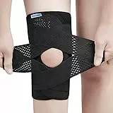 NELLHOMY Professionelle Kniebandage, Schmerzlinderung und Wiederherstellung von Verletzungen, Übergröße, verstellbar, rutschfeste Kniestütze, geeignet für Männer und Frauen (schwarz,M)