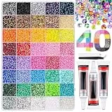 32000 Stück Strasssteine Kit With Glue, 40 Farben Bedazzling Kit, 3mm Glitzersteine Zum Basteln, Bedazzling Kit für Nägel & Textilien, Strasssteine für Nageldesign, Gesichts Make Up, Bastelarbeiten