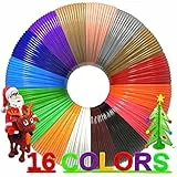dikale 3D Druckstift Filament PLA 1.75mm - 16-Vollfarben-Set mit 6m pro Farbe (96m Total) - 250 eBook stencils - Buntes Farbpaket für Kreativprojekt