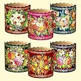 Slco Backform-Set für Osterkuchen Zhostovo, 5er Set, H-8,5 cm, D-13 cm, Panettone, Einweg, Mehrfarbig, Ideal für Familienfeier, Weihnachten, Valentinstag, Ostern