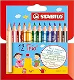STABILO - Dreikant-Buntstift - Trio dick kurz - 12er Pack - mit 12 verschiedenen Farben