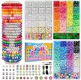 Lynnmos 3 Boxes Pony Perlen für Armbänder, 2400Pcs 55 Colors Armbänder selber machen Jewelry, Perlen zum Auffädeln DIY Bastelset mit Buchstabenperlen, Geschenk für Mädchen und Teenager​