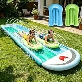 KUWUNG Wasserrutsche Garten Für Kinder, 6,1 * 1,4M Doppel Wasserrutschmatte