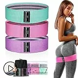 PORTENTUM Resistance Bands, Fitnessbänder Set Yogagurt in 3 Zugkraftstärken Trainingsband Yogaband ALS Widerstand und Unterstützung fürs Beintraining, Terra Bands Rosa, Grün, Lila