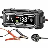 EAFCar 4 Amp 12 V Autobatterieladegerät, Erhaltungsladegerät für Auto, Motorrad, Boot, Mäher Akku mit intelligenter Aufladung, Reparaturen, Wartung von Blei-Säure-Batterien