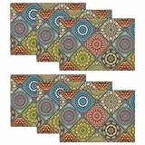 Artoid Mode Boho Vintage Geometrie Marokkanische Bunt Platzsets 6er Set, 30x45cm Urlaub Bankett Tischsets Waschbar Platzdeckchen Küche Party Deko