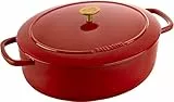 BALLARINI Bellamonte Auflaufform, Bräter, Dutch Oven, Emailliertes Gusseisen, Oval, 33 cm, 6,5 L, Rot