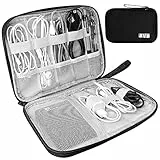 HCFGS Elektronische Tasche, Reisetasche, Kabel Organizer Tasche, stoßfest, feuchtigkeitsabweisend, Aufbewahrung, tragbar, Zubehör für Festplatten, Kabel, Ladegerät, USB, SD-Karte (schwarz)
