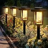 Solpex Solarlampen für Außen, 4 Stück LED Solar Gartenbeleuchtung, wasserdichte solarbetriebene Wegbeleuchtung für Garten, Terrasse, Landschaft, Gehweg, Warmweiß