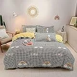 Baumwoll Duvet Cover Set Kinggröße Teile Luxus weiches, atmungsaktives Bettwäsche-Set mit Reißverschluss 1Duvet-Abdeckung+ Bettblatt+ 2 Pillow Case-Full (Farbe: J) (e)