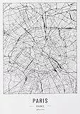 Cool Factory 2 x Stadtplan Poster A3 Schwarz Weiß | 250 Gramm Papier | Bilder für Wohn- und Schlafzimmer | Sehr viele Stadtmotive | Ideale Geschenkidee | Ohne Rahmen | Poster Rome und Paris