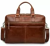 Marc Peter Laptoptasche Dallas I Leder Umhängetasche für 15.6 zoll Laptop I Aktentasche für Notebook I Tasche für Damen und Herren Buffleder Bräune