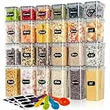Withosent Vorratsdosen Luftdicht 24er Set, Aufbewahrungsbox Küche mit Deckel aus Plastik, Vorratsbehälter Behälter Organizer für Mehl Müsli Cornflakes, Mit Etikett und Löffel (2L 1.6L 0.8L)