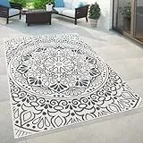 Paco Home In- & Outdoor Teppich Balkon Terrasse Vintage Orientalisches Muster Ornamente, Grösse:200x280 cm, Farbe:Blau 2