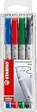 STABILO - Folienstift - OHPen universal - wasserlöslich fein - 4er Pack - grün, rot, blau, schwarz