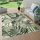 Paco Home Outdoor Teppich Wetterfest Flur Balkon Palmen Dschungel Florales Boho Muster Grün, Grösse:140x200 cm, Farbe:Grün 10