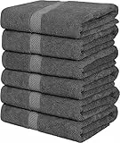 Utopia Towels - 6er-Pack mittelgroße Badetücher aus 100% Baumwolle mit Aufhängeschlaufen, 60x120 cm Duschtuch, weiche und saugfähige Handtücher (Grau)