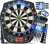 KESSER® Elektronische Dartscheibe Profi Set - E Dartboard mit 15 Dartpfeile + 20 Pro Flights 100 Pfeilspitzen + Zubehör Dart für 1 bis 8 Spieler mit LED Anzeige