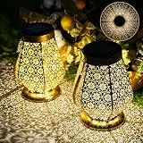 Solarlampen für außen, 2 Stück LED Solarlaterne Gartendeko Hängend, IP65 Wasserdicht Solarleuchten, Gartenleuchten für Draußen, Balkon, Outdoor, Terrassen