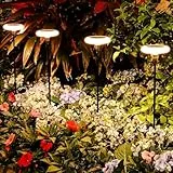 ZWOOS 4er-Set LED Gartenbeleuchtung Solar, Extra Helle Solar Gartenleuchten für Außen, Solarstecker Blumenkasten, Outdoor Solarleuchten für Gartendeko, Blumentöpfe, Weg, IP65 Wasserdicht (Rundes)