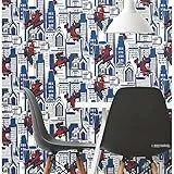 RoomMates Marvel Spider-Man Cityscape Tapete zum Abziehen und Aufkleben, Blau, RMK12459RL