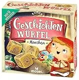moses. 90147 Geschichtenwürfel Märchen, 9 märchenhafte Erzählwürfel für Kinder, kreatives Würfelspiel mit extra großen Holzwürfeln, Kinderspiel für 1-6 Spieler ab 6 Jahren