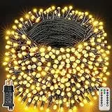 Ollny Lichterkette Außen 100M 1000 LED Lichterkette Weihnachtsbaum Außen innen mit Fernbedienung Timer,8 Modi Wasserdicht Weihnachtsbeleuchtung Aussen für Garten Balkon Hochzeit (warmweiß)