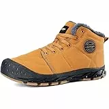 DAZFE Winterschuhe Herren Gefüttert - Winterstiefel Herren Schneestiefel Schneeschuhe Winterschuhe Gefüttert Barfußschuhe Winter Outdoor Bequem Rutschfeste (Khaki 44EU)