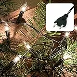 hellum Lichterkette innen strombetrieben, mini Lichterkette 100er Birnen klare warme Lichter, beleuchtete 14,85m, Kabel grün 100 Lichter mit Stecker für Weihnachten