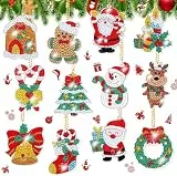 12 Stück 5D DIY Diamant Malerei Schlüsselanhänger Weihnachten Diamond Painting Anhänger für Kinder Erwachsene Machen Weihnachtsgeschenke